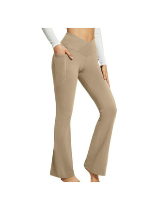 YWDJ Leggings for Women Tummy Control Butt Lifting Fashion Casual Women  Solid Span Ladies High Waist Wide Leg Trousers Yoga Pants Long Pants Gray S  