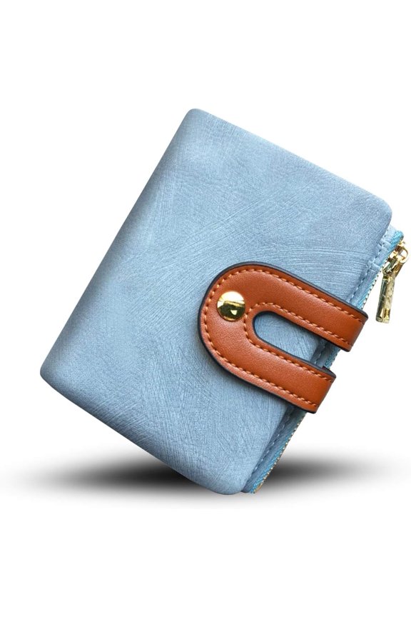 TOPKULL Womens Wallets Bifold Leather Small Wallets for Women Mini Rfid Thin Billfolds Ladies Wallets Slim Compact with Zipper Pocket (blue)