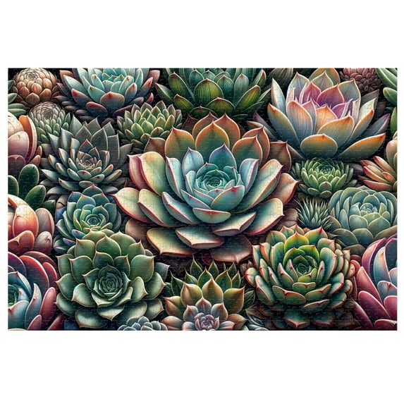 TOPLAYFUN Succulent Puzzle - 1000 Pieces Wooden Plant Jigsaw Puzzles for Succulent Lover Gift - Succulent Decor Wall 29" x 19"