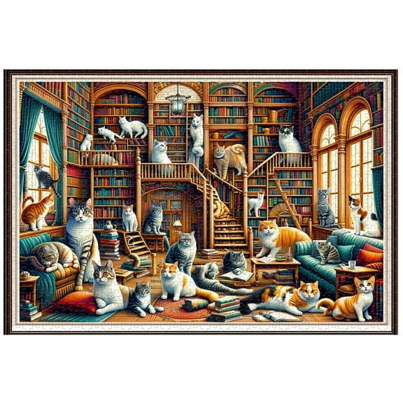 TOPLAYFUN  Wooden Jigsaw Puzzles - Cat Puzzle 1000 Pieces for Adults Finished 19” x 29”