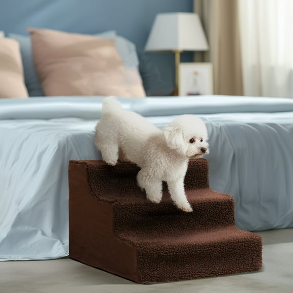 TOPMART 3-Step Pet Stairs for Small Dogs, Non-Slip Dog Stairs Dog Step for High Beds, 11.8''High