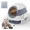 thumbnail image 1 of TOPMART Hooded Litter Box,Large Enclosed Cat Litter Box with Lid for Cats,Gray , 1 of 7