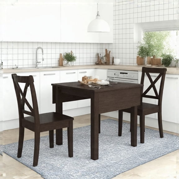TOPMAX 3-Piece Espresso Drop Leaf Breakfast Nook Dining Set - Perfect for Small Spaces