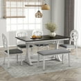 TOPMAX 6Piece Dining Set with Trestle Table, Upholstered Chairs