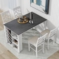 thumbnail image 1 of TOPMAX Counter Height 5-piece Solid Wood Dining Table Set, 59*35.4Inch Table with Wine Rack and 4 Upholstered Chairs, White, 1 of 13