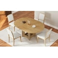 thumbnail image 1 of TOPMAX Farmhouse 5-Piece Round Extendable Dining Table Set for 4, Solid Rubberwood Kitchen Table with 16" Removable Leaf & Upholstered Chairs, Natural+Beige, 1 of 25