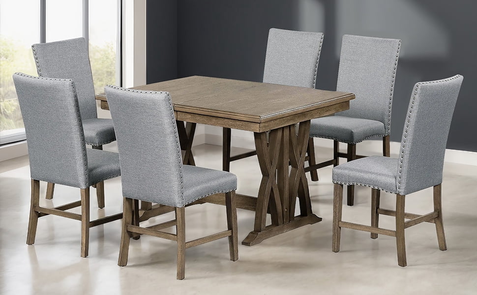 TOPMAX Mid-Century 6-Piece Wood Dining Table Set