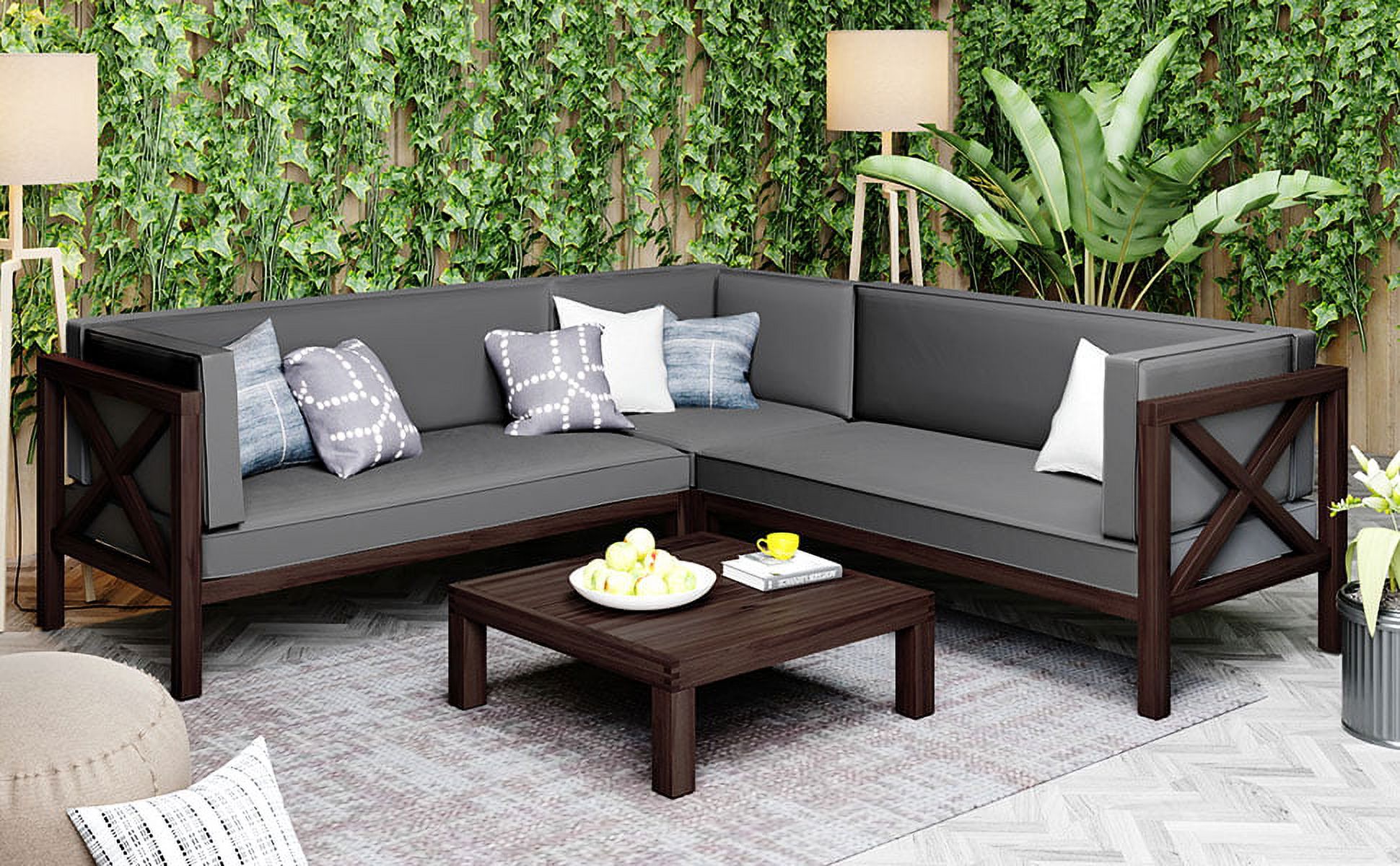 TOPMAX Outdoor Wood Patio Backyard 4Piece Sectional Seating Group with