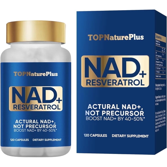 TOPNaturalPlus NAD+ Supplement 1000 mg Pure Organic, Aging Defense, Brain Function Support, 120 Capsules
