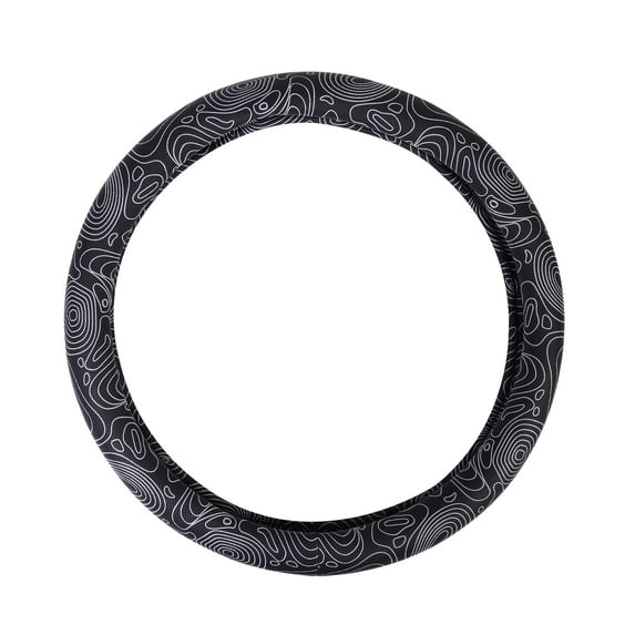 Ozark Trail Topographical Print Faux Leather Steering Wheel Cover, Universal Fit for Sedans, SUVs