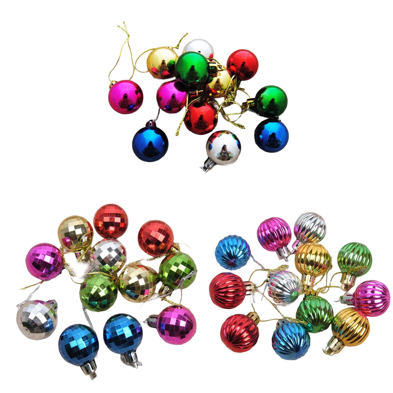 Topoint 36pcs 3cm Christmas Balls Glitter Christmas Ball Ornaments Mini Xmas Ball Tree 1799