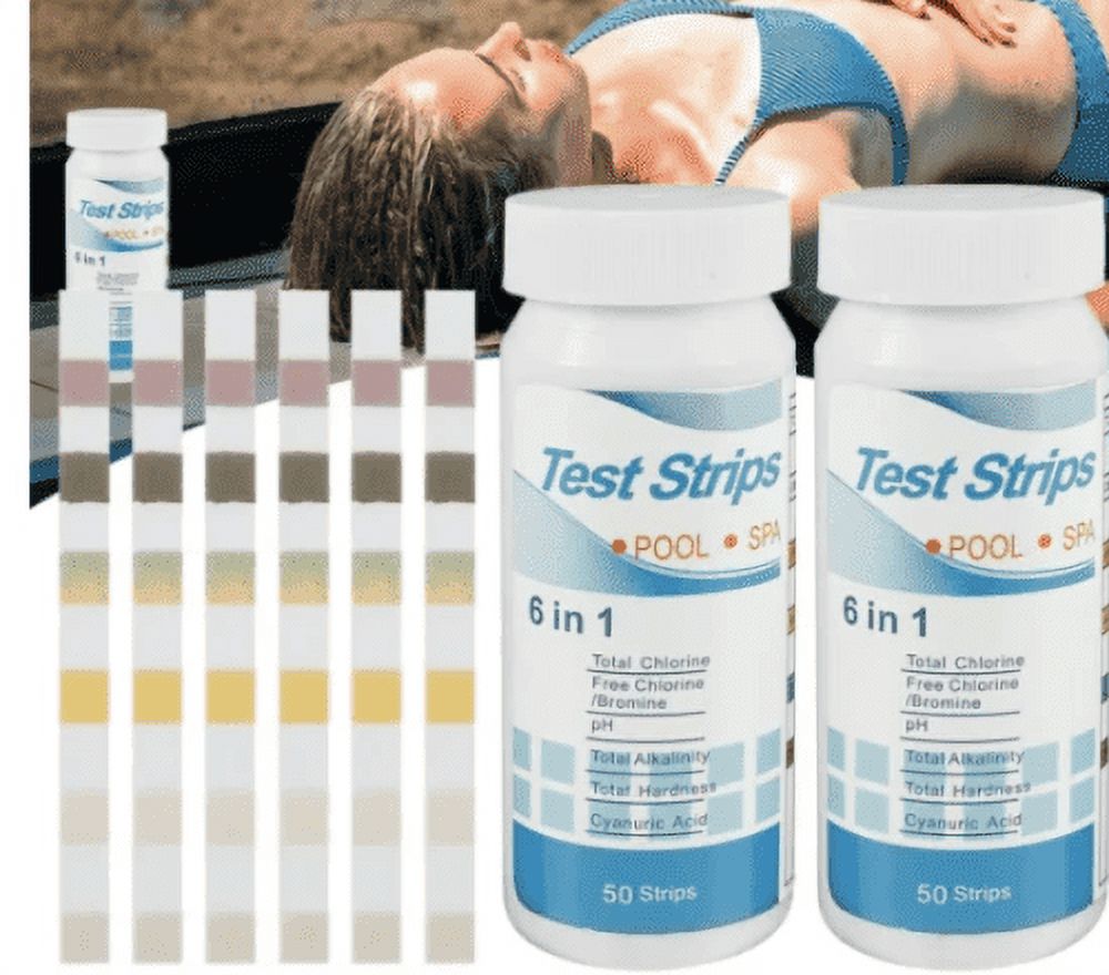TOPOINT 6 In 1 Pool Test Strips, Two Boxes Of 100 Pieces Chlorine Dip