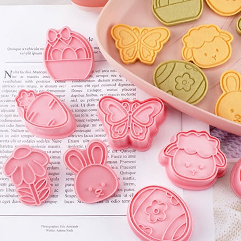 TOPOINT 8Pcs Easter Cookie Cutters Set Cookie Bread Cake Cutters 3D
