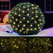 TOPOINT Led Christmas Net Lights Outdoor Decorations For Bushes,96 Led 5Ftx5Ft Connectable Green Wire Net Christmas Lights For Out