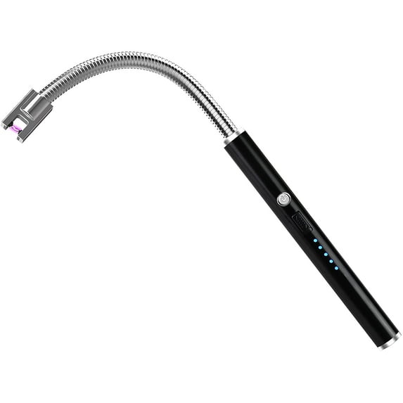TOPOKO Lighter, Candle Lighter, USB Electric Lighter with LED Battery Display Switch, 360 Degree Flexible Neck for Candles, BBQ, Cooking, Aromatherapy, Fireworks
