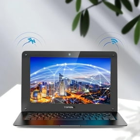 TOPOSH Mini Laptop 10.1" , 8GB RAM, 128GB SSD, Intel Celeron N4000 Duad Core, Windows 10, netbook small Laptop multilingual 180 ° open, Black Laptop
