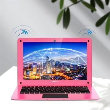 TOPOSH Mini Laptop 10.1" , 8GB RAM, 128GB SSD, Intel Celeron N4000 Duad Core, Windows 10, netbook small Laptop multilingual 180 ° open, Pink Laptop