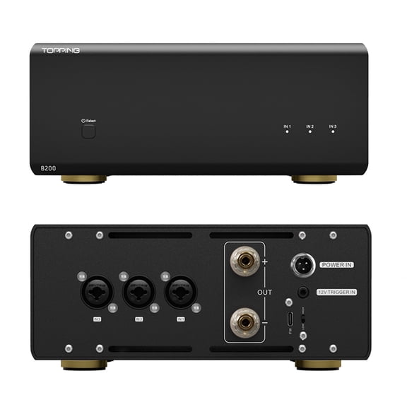 Topping B200 Mono Pure Power Amp ,NFCA Discrete amplifier 12V Trigger,200W Ouput,Black