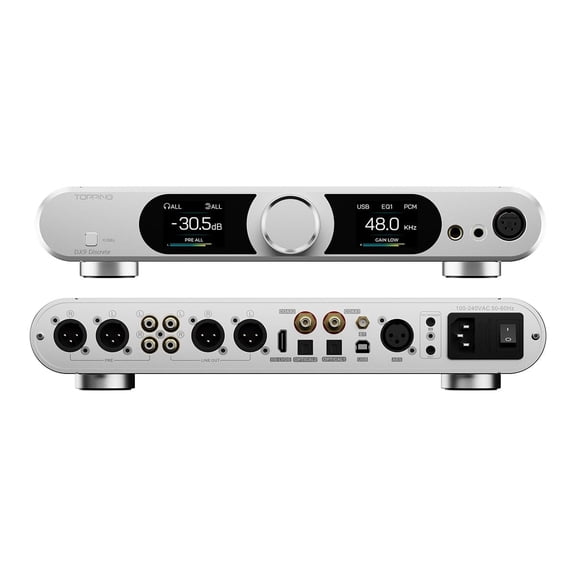 Topping Dx9 Discrete Dac Amp Fully Balanced,As A Headphone Amplifier,Capable Of Driving High-Impedance Headphones,Hifi Stereo System,Silver