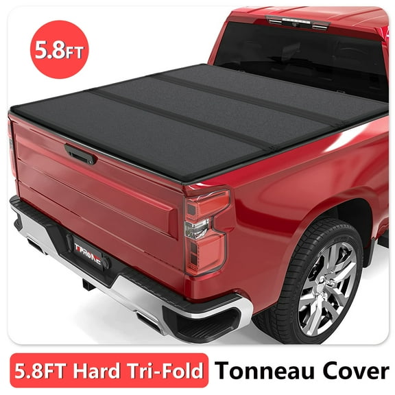 TOPRONE Hard Tri-Fold Tonneau Cover Fits 2007-2018 Chevy Silverado / GMC Sierra 1500 with 5.8ft (69.3in) Truck Bed | Not Fits CarbonPro Bed | On Top |