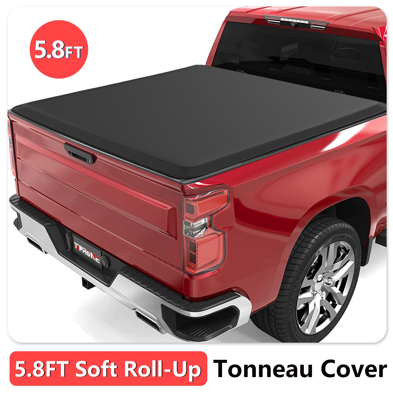 TOPRONE Soft Roll Up Tonneau Cover Fits 2007-2018 Silverado / Sierra 1500 with 5.8ft (69.3in) Truck Bed |Not for CarbonPro |