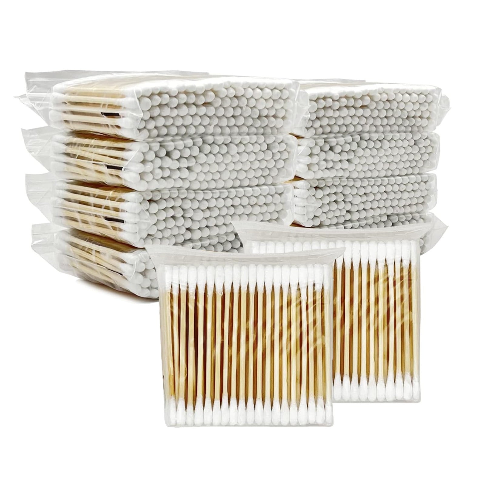 TOPReddon 500 Count Swabs Double Round Head Swabs Natural Swabs Ear Swabs Suitable for Makeup Travel Daily Cleaning, Wooden Cotton Sticks with Storage Box