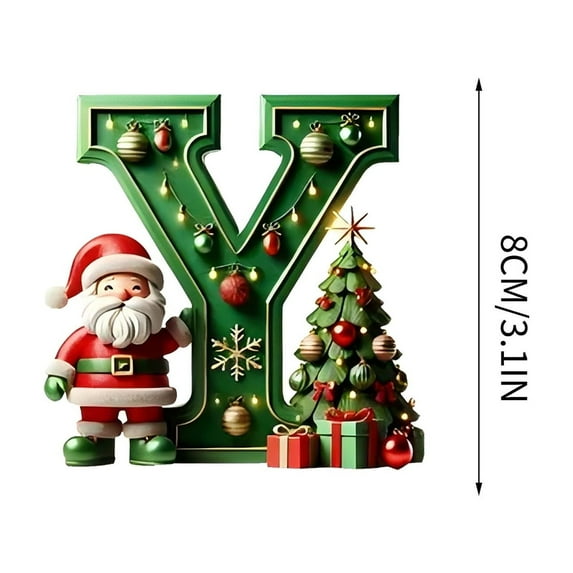 TOPReddon Christmas Initial with Red Hat Christmas Tree Ornaments Personalized DIY Christmas 26 Letters Ornaments Christmas Decoration Xmas Tree Hanging Decor