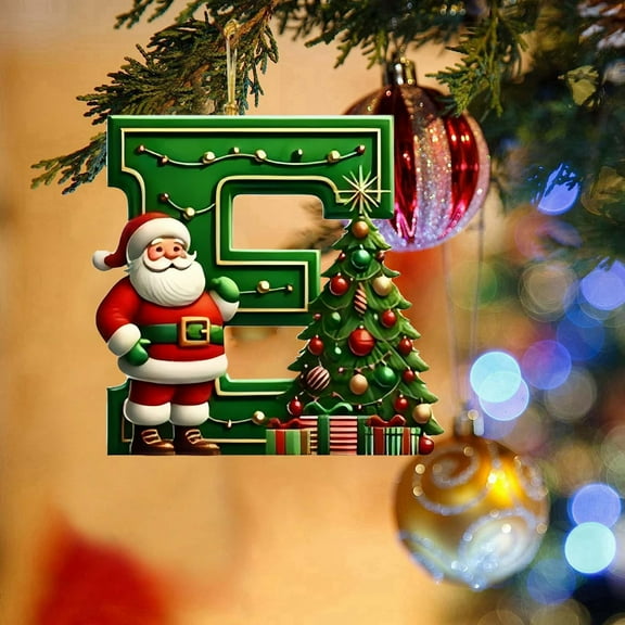 TOPRenddon Christmas Initial with Red Hat Christmas Tree Ornaments Personalized DIY Christmas 26 Letters Ornaments Christmas Decoration Xmas Tree Hanging Decor