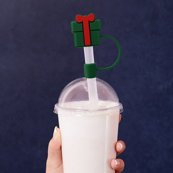 TOPRenddon Christmas Straw Cover Cap, Silicone Straw Topper for 30&40 Oz Tumbler with Handle, 10mm Drinking Straw Tip Covers for Christmas Gifts