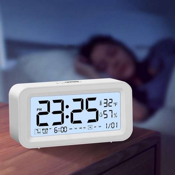 TOPRenddon Digital Electronic Clock LED Display Electronic Clock Stereo Digital Display Snooze Alarm Clock 12/24H Change Countdown for Teens Adults Seniors