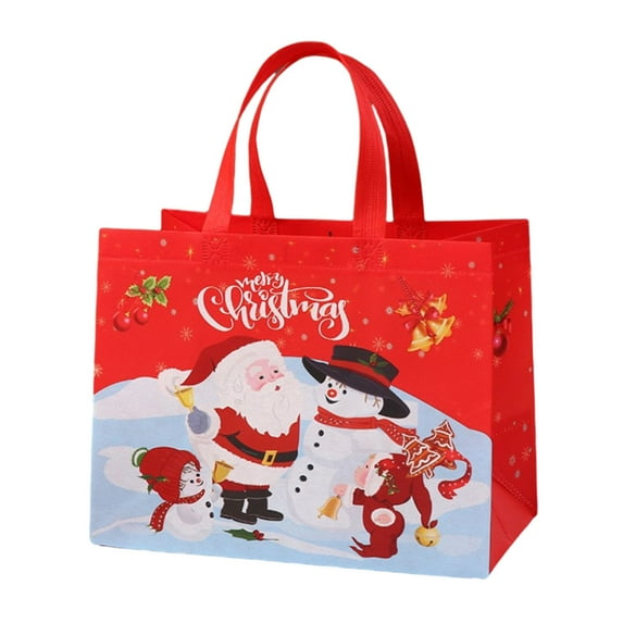 TOPReddon Large Christmas Gift Bags Bulk Christmas Tote Bags with Handles Reusable Non Woven Christmas Bags Gift Wrap Bags Grocery Shopping Totes for Xmas Holiday Party, 12.8 x 9.8 x 6.7 in
