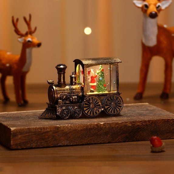 TOPRenddon Lighted Christmas Snow Globe Lantern, Battery Operated Santa Claus Musical Train LED Water Glittering Festive Train Decor, Christmas Home Decoration Ornament Night Light Gift