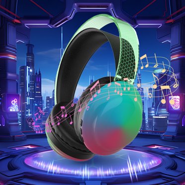 Wireless Bluetooth Over-Ear Headphones With Noise Isolation & RGB Lights | HiFi Stereo, Mic, 1000mAh Battery (Black)