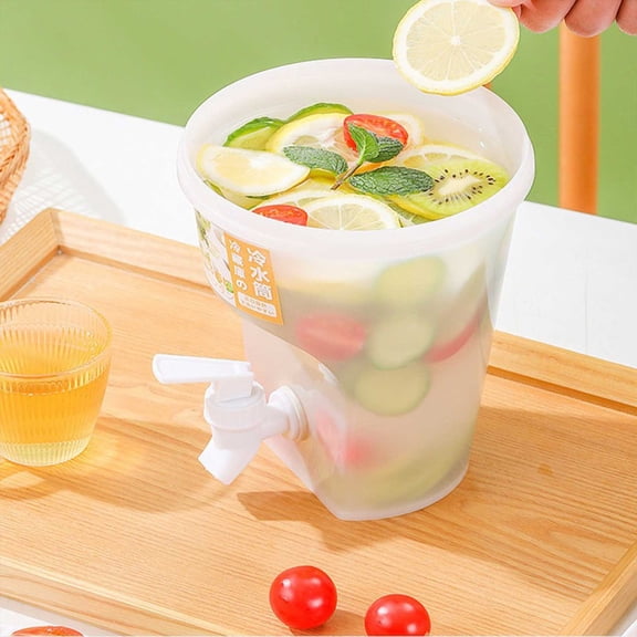 TOPRenddon 1-Gallon Large Capacity Plastic Beverage Dispenser,Drink Dispenser for Fridge With Faucet Ice Lemonade Juice Container With Lid, Fruit Teapot Lemonade Milk Bucket DrinkCold Water Pitcher