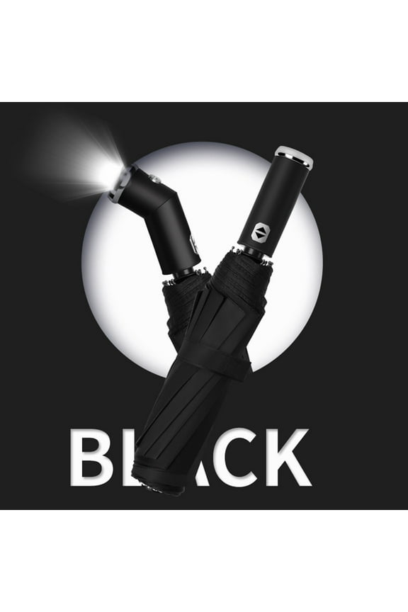 10-Rib Fully Automatic Three-Fold Rotatable LED Flashlight Umbrella for Business Use: Wind-Resistant, Compact, and Versatile for Sunny and Rainy Days
