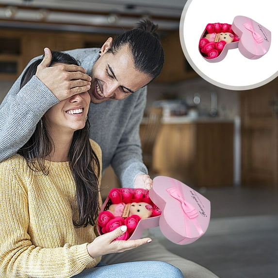 TOPRenddon 10Pcs Artificial Rose Flower Bear Doll Valentine Day Gift Party Decoration Romantic Gift for Her Women Girls on Valentine's Day, Mother's Day, Birthdays