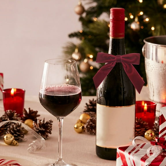 TOPRenddon 12pcs Red Velvet Bows for Christmas Tree Decorations Wreath Garland Velvet Bows with Gold Twist Ties