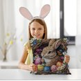 thumbnail image 1 of TOPRenddon 17.72x17.72in Easter Bunny Egg-Print Pillowcase, Multicolor Polyester Flannelette Faux Embroidery Pillow Cover, Invisible Zipper Throw Case for 18x18in Inserts & Easter Home Decor, 1 of 6