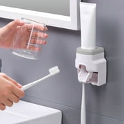 TOPRenddon 2 Slot Toothbrush Holder and Toothpaste Dispenser Wall Mounted, Automatic Toothpaste Squeezer, 2 in 1 Tooth Brush Toothpaste Organizer for Shower