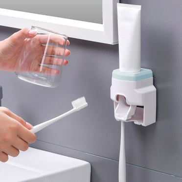 TOPRenddon 2 Slot Toothbrush Holder and Toothpaste Dispenser Wall Mounted, Automatic Toothpaste Squeezer, 2 in 1 Tooth Brush Toothpaste Organizer for Shower