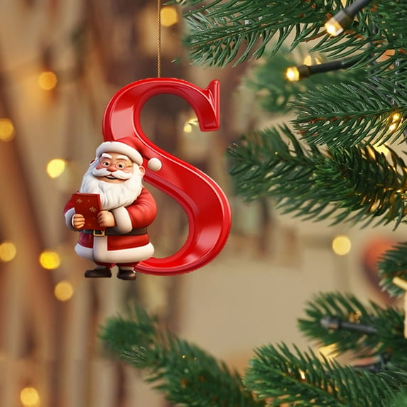 TOPRenddon 26 Letter Christmas Tree Hanging Pendant,Christmas Letters Ornaments A to Z Ornament Letters Decorative Hanging Xmas Alphabet Letters for Christmas Tree DIY Craft Christmas Ornaments