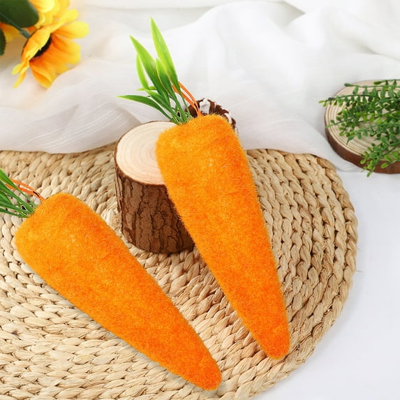 TOPRenddon 2PCS Easter Carrot Hanging Ornaments Artificial Simulation Easter Foam Carrots Artificial Carrots for Easter Decoration