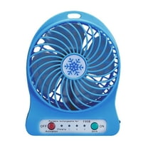 TOPRenddon 3 Speeds Mini Desk Fan, Rechargeable Battery Operated Fan with LED Light, Portable USB Fan Quiet for Home, Office, Travel, Camping, Outdoor, Indoor Fan, 4.4-Inch, Blue