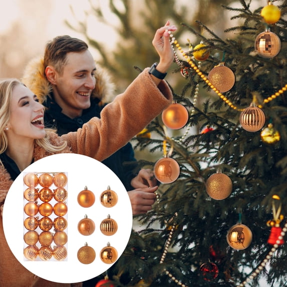 TOPRenddon 36pc Small Christmas Ball Ornaments, Mini Christmas Tree Balls Ornaments Shatterproof Bulbs Plastic Christmas Ornaments Ball Christmas Table Decor Centerpieces Christmas Ornaments