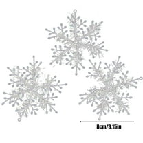 TOPRenddon 3pcs Snowflakes-Christmas Tree Decorations, Snowflake Ornaments for Tree, Plastic Glitter White Snow Flakes Ornaments, Christmas Indoor Winter Wonderland Decor