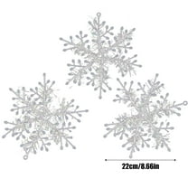 TOPRenddon 3pcs Snowflakes-Christmas Tree Decorations, Snowflake Ornaments for Tree, Plastic Glitter White Snow Flakes Ornaments, Christmas Indoor Winter Wonderland Decor