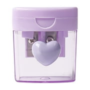 TOPRenddon 4-Color Heart-Shaped Dual-Hole Pencil Sharpener – Rotating Mechanism with Transparent Cover for Home, Office & Art Supplies