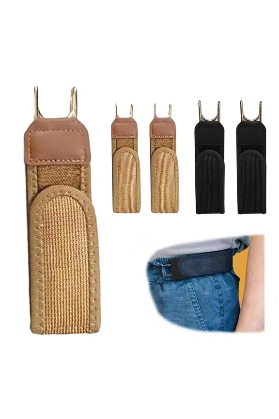 4 Pack Buckle Less Elastic Belt Unisex, Metal Hook Invisible Waist Belt for Outdoor Work Everyday Wear, 1.5 Inch Belt Loop Fit