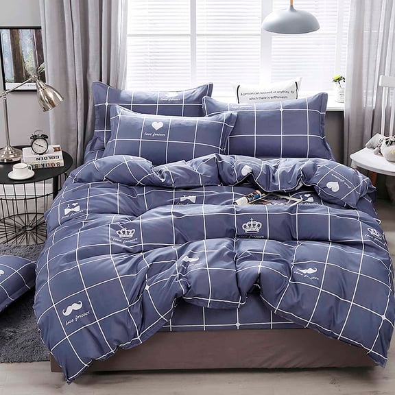 TOPRenddon 4 Piece Bedding Set Queen Size, Soft Breathable Bed Sheets Set with Pillowcases, Wrinkle Resistant Microfiber Bed in a Bag, All Season Comfortable Dorm Room Bedding for Adults
