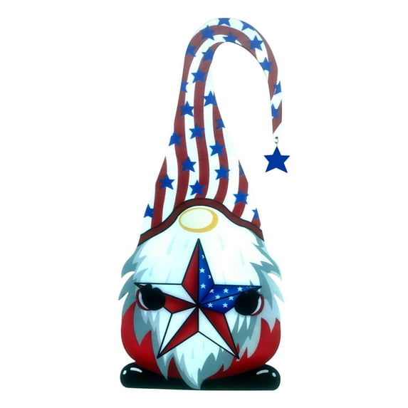 TOPRenddon 4th of July Decorations Outdoor – Patriotic Garden Gnome Stake for Yard, Porch & Balcony (Independence Day Red White Blue Weather-Resistant Iron Decor – Memorial Day Small Space Solution)